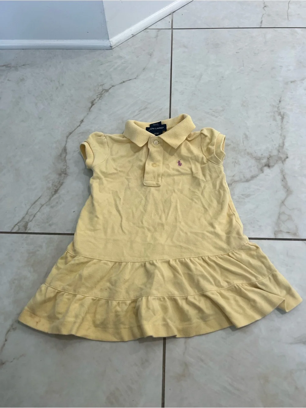 Ralph Lauren Yellow Cotton Polo Dress Size 18 Months
